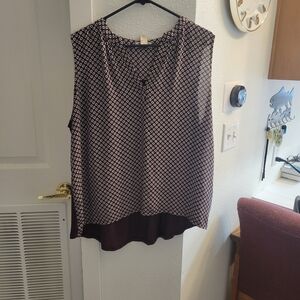 LOFT Sleeveless Geometric Blouse - Black and White